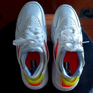 Women's Nike Air Huarache White Volt Bright  Sneakers